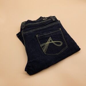 Vintage Akademics Akdmks‎ Women's Dark Denim Flare Leg Jeans Size 30 Y2K